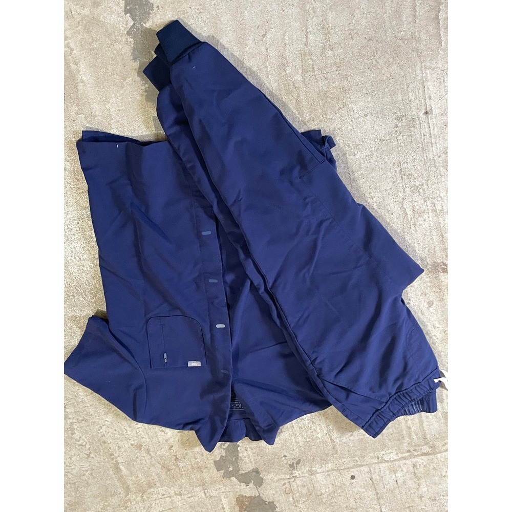 FIGS Scrub Set Women Sm Navy Blue Good Technical Collection Joggers Button Top - Picture 2 of 10